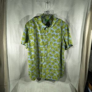 DIP Vibrant Lime Design Men's Size Extra Large Casual Short Sleeve Button Shirt